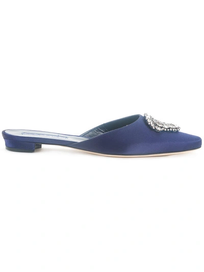 Manolo Blahnik Okkato Slippers In Blue