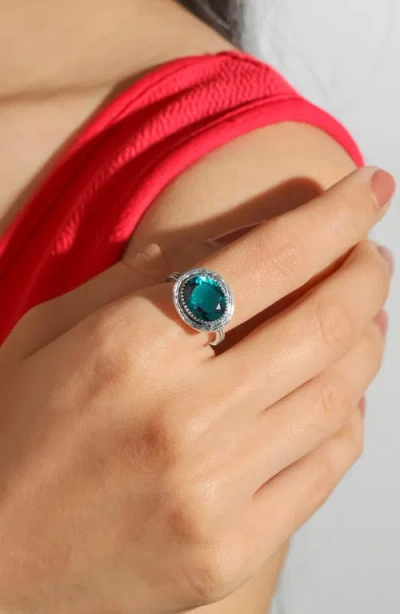 Ys Gems Oval Blue Quartz Statement Ring In Blue