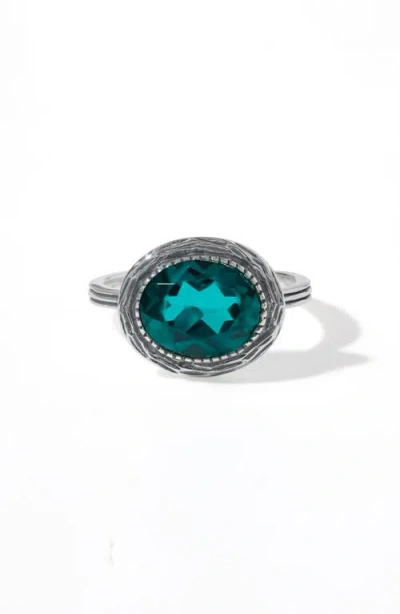 Ys Gems Oval Blue Quartz Statement Ring In Blue