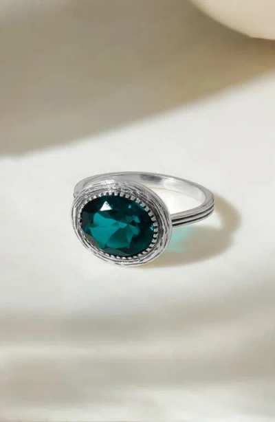 Ys Gems Oval Blue Quartz Statement Ring In Blue