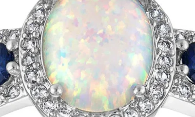 Fzn Lab Created Opal & Sapphire Statement Ring In White/ Blue/ Silver