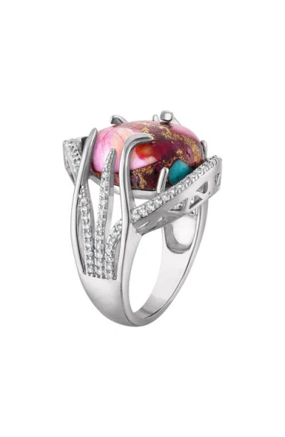 Fzn Composite Turquoise Statement Ring In Pink Teal Composite