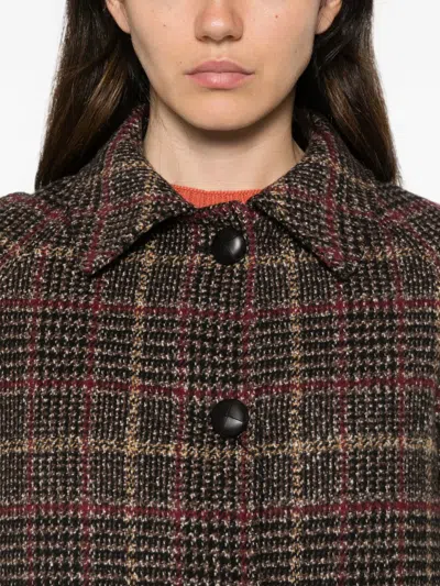 Vela Shop Check-pattern Button-up Coat In Brown