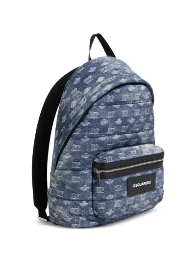 Dsquared2 D2 Monogram Backpack In Blue