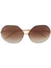Linda Farrow Gold-tone And Brown Oversized Sunglasses