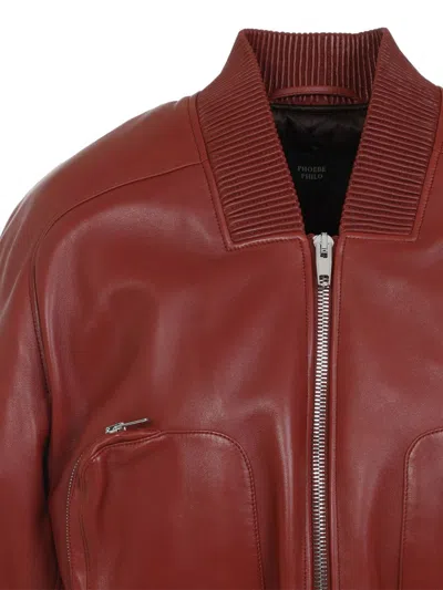 Phoebe Philo Zip-front Leather Bomber Jacket In Purple