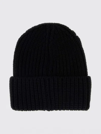 Saint Laurent Ribbed-knit Logo-patch Beanie Hat In Black