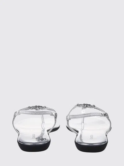 Gucci Interlocking-g Leather Sandals In Silver