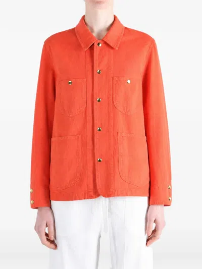 Auralee Button-down Patch-pocket Jacket In Red
