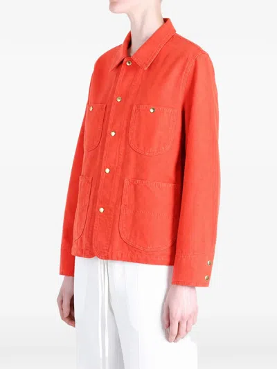 Auralee Button-down Patch-pocket Jacket In Red