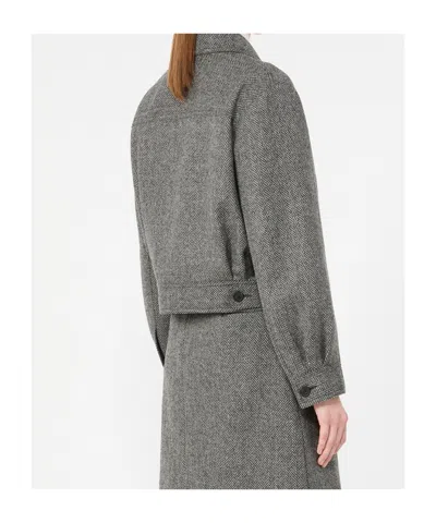 Weekend Max Mara Herringbone-pattern Wool Jacket In Gray