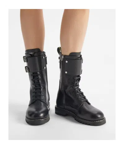 Fendi Commando Black Leather Boots In Black