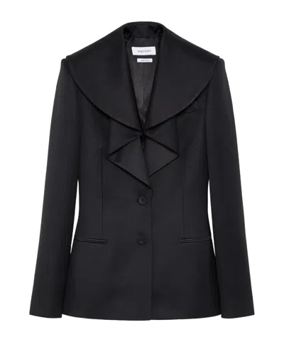 Alexander Mcqueen Structured Tailored Jacket With Statement Lapels In Black