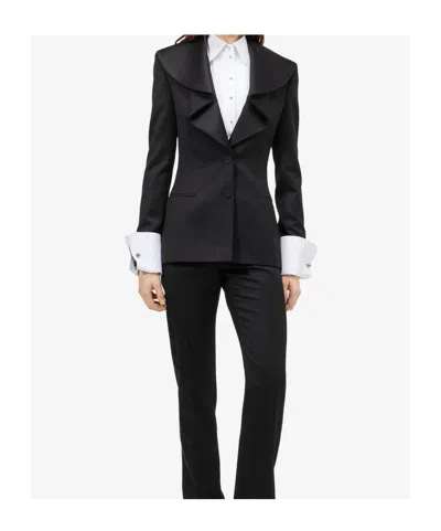 Alexander Mcqueen Structured Tailored Jacket With Statement Lapels In Black