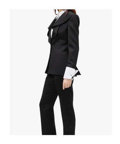 Alexander Mcqueen Structured Tailored Jacket With Statement Lapels In Black