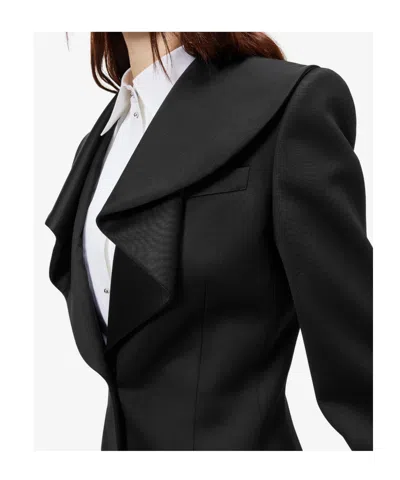 Alexander Mcqueen Structured Tailored Jacket With Statement Lapels In Black