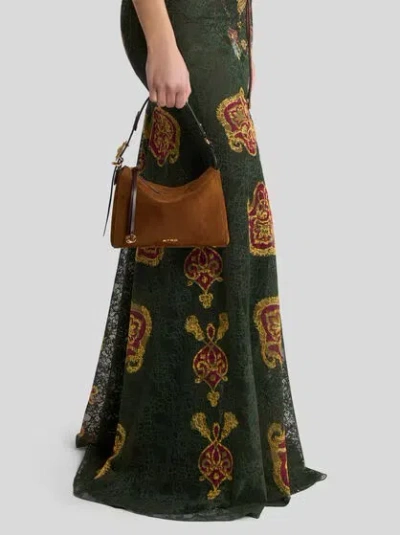 Etro Suede Buckled Shoulder Bag In Brown