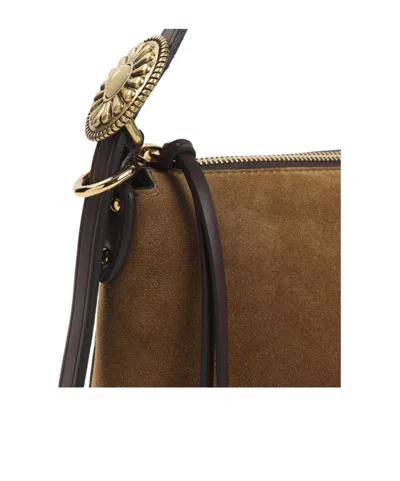 Etro Suede Buckled Shoulder Bag In Brown