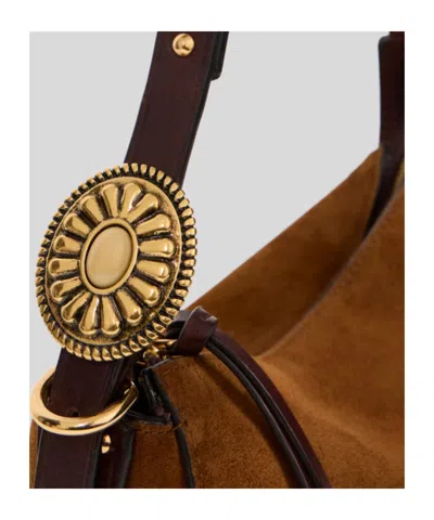 Etro Suede Buckled Shoulder Bag In Brown
