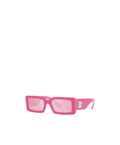 Dolce & Gabbana Rectangular Plastic Sunglasses In Pink