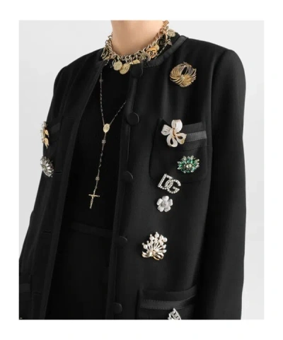 Dolce & Gabbana Embellished Button-front Jacket In Black