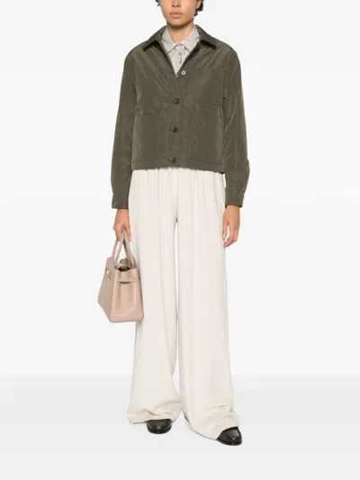 Aspesi Button-front Cropped Jacket In Green