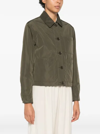 Aspesi Button-front Cropped Jacket In Green