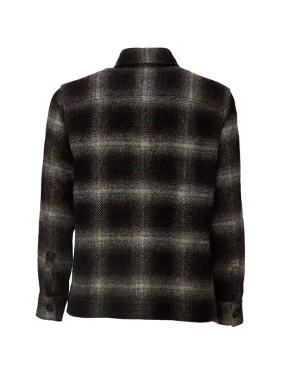 Xacus Moon Check-pattern Wool Shirt In Black