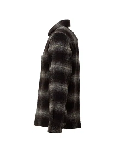 Xacus Moon Check-pattern Wool Shirt In Black