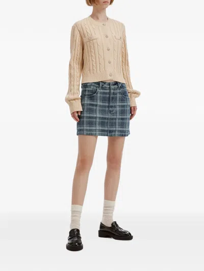 B+ab Check-pattern Denim Mini Skirt In Blue