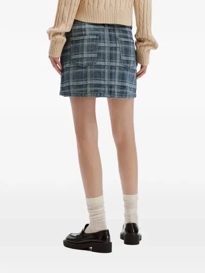 B+ab Check-pattern Denim Mini Skirt In Blue