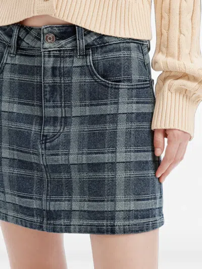 B+ab Check-pattern Denim Mini Skirt In Blue