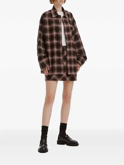 B+ab Check-pattern Button-up Shirt Jacket In Brown