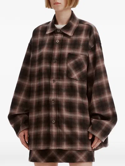 B+ab Check-pattern Button-up Shirt Jacket In Brown