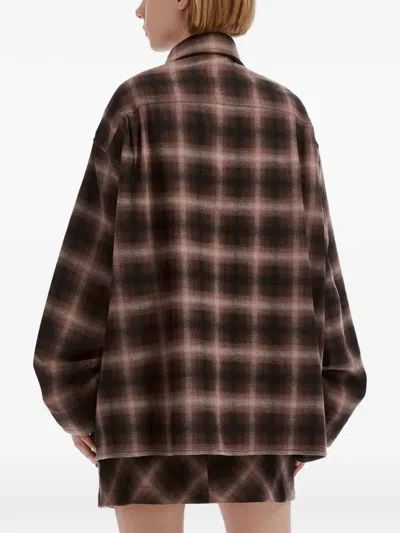 B+ab Check-pattern Button-up Shirt Jacket In Brown