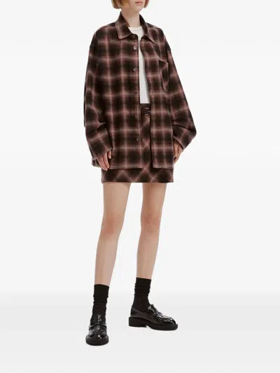 B+ab Check-pattern Belted Mini Skirt In Brown