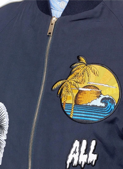 Shop Stella Mccartney 'lorinda' Embroidered Patch Bomber Jacket