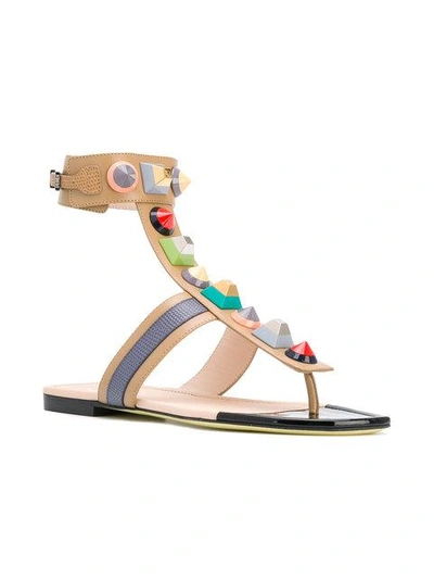 Shop Fendi Studded Flat Sandals