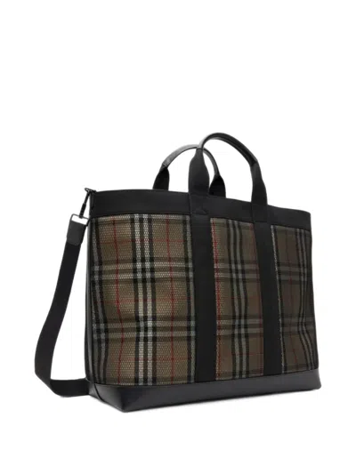 Burberry Ormond Check-pattern Tote Bag In Black