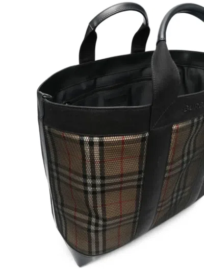 Burberry Ormond Check-pattern Tote Bag In Black