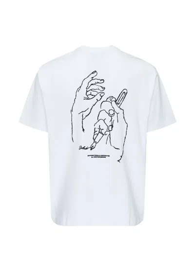 Solid Homme Signature Script T-shirt In White