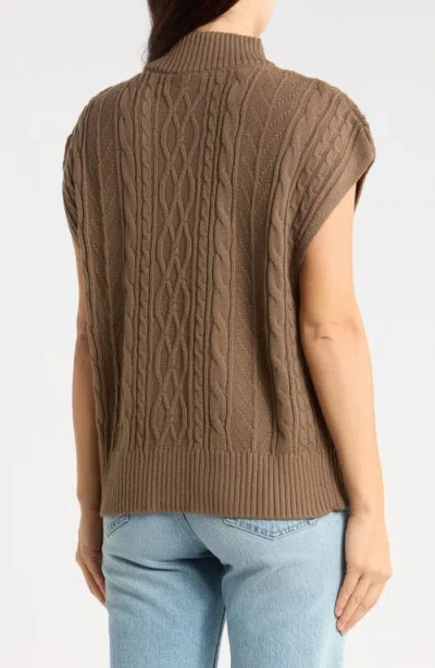 Splendid Cable Knit Half Zip Pullover In Brown