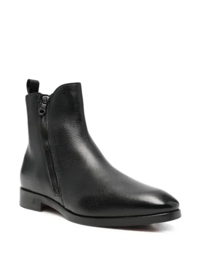 Morgillo Grain-leather Side-zip Boots In Black