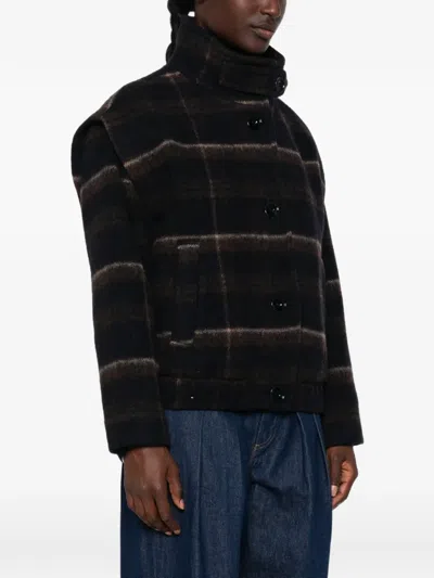 Sessun Check-pattern Button-up Jacket In Black