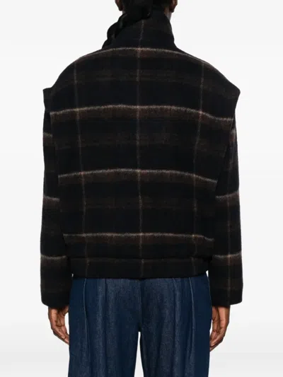Sessun Check-pattern Button-up Jacket In Black