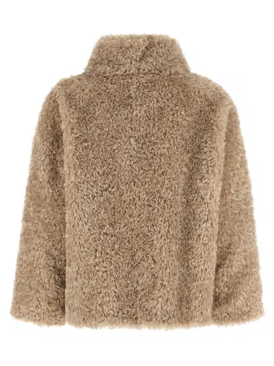 Herno Shearling-effect Polyester Coat In Neutral