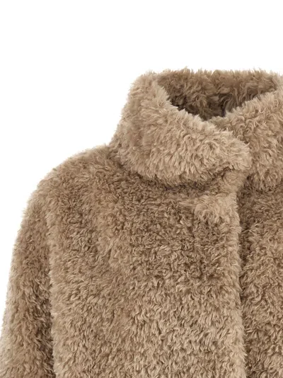 Herno Shearling-effect Polyester Coat In Neutral