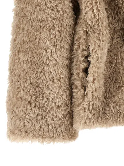 Herno Shearling-effect Polyester Coat In Neutral