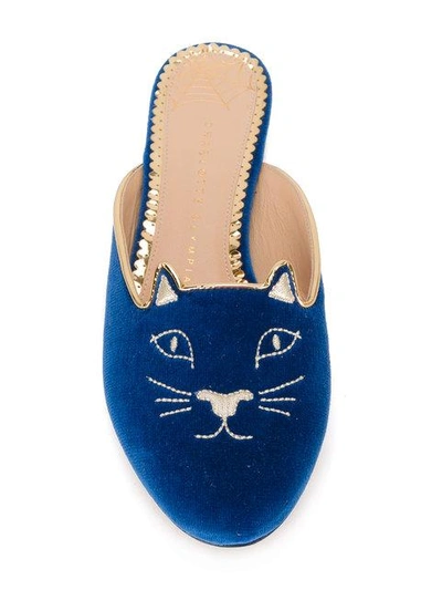 Shop Charlotte Olympia Cat Embroidered Mules