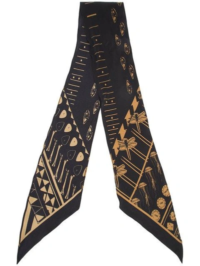 Shop Rockins '' Printed Skinny Scarf In Black